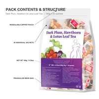 Thé Minceur aux Plantes de Prunier Noir et Feuille de Lotus 180g 30 Sachets en Sachet Doypack Triangulaire Fournisseur en Gros OEM ODM