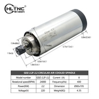 HLTNC 2.2KW Motor Spindle CNC ER20 Collet, 24000RPM Spindle Berpendingin Udara/Air Kecepatan Tinggi untuk Pemotongan Logam & Pemotongan Aluminium