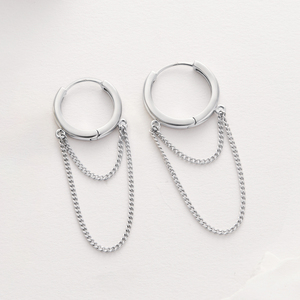 Pendientes de Aro Modernos con Cadena Colgante, Chapados en Oro y Plata, Aleación, Joyería de Moda Unisex - Product Image 3