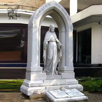 BLVE Église Religieuse Catholique Décoration De Jardin En Marbre Naturel Sainte Famille Statue Marie Joseph Jésus Sculpture