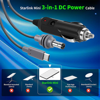 3-in-1 DC-Stromkabel für Starlink Mini, Stromverlängerungskabel 18AWG, Kompatibel mit Starlink Mini Auto DC USB-C zu DC-Kabel