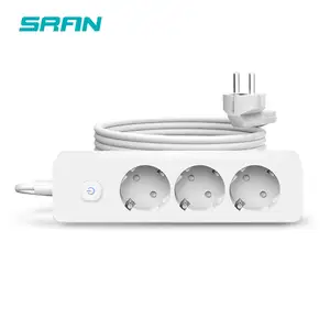 Surge Protector European Power Strip 3 Way Extension Multiple Plugs Socket with Switch