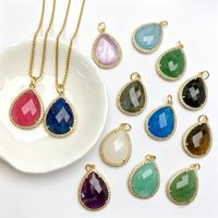Pendentifs en pierre naturelle œil de tigre, améthyste et quartz clair, forme goutte d'eau, micro-pavés, best-sellers vintage