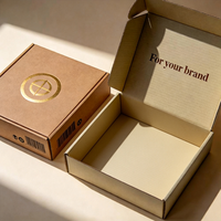 Caja de Regalo de Cartón Kraft Natural con Sello Dorado, Logotipo Personalizado Impreso, Caja de Embalaje de Cartón Corrugado Reciclable, Venta al Por Mayor