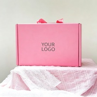Boîte cadeau en papier rose écologique avec logo personnalisé et poignée en corde pour vêtements, t-shirts, robes, foulards, ceintures, emballage en gros
