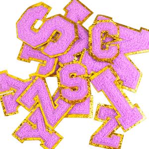 Écussons personnalisés de broderie de lettres anglaises à paillettes Écussons en chenille Écussons en chenille pour vêtements - Product Image 3