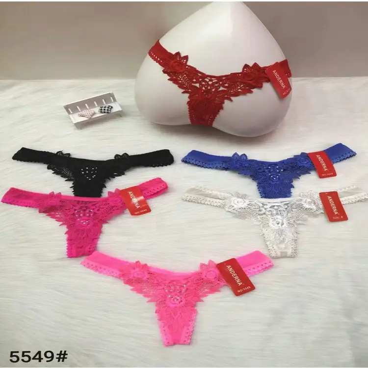 0,54 Dollar Model LFK049 Bragas de encaje para mujer Stretch T-back Low Rise Hipster Ropa interior Fat Women G String