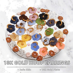 Pendientes de Aro Huecos de Acero Inoxidable con Baño de Oro PVD de 18K, Diseño Floral Colorido, Joyería Ligera y Moderna para Mujer - Product Image 5