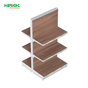 Heavy Duty <b>Metal</b> Gondola Shelf 5 Tier Retail Display Rack Wood Grain Supermarket Grocery Store Shelving - Product Image 3