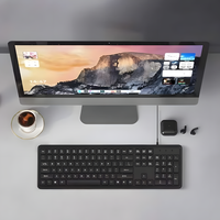 Nouveau clavier de bureau filaire OEM d'usine à 108 touches avec membrane en plastique, USB Plug and Play, rétroéclairage RVB