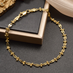 Silky Shimmering Slim Interlocking Geometric Trendy 18K Gold Plated <b>Copper</b> Alloy Women's <b>Bracelet</b>-Dignified Bulk Wholesale - Product Image 1