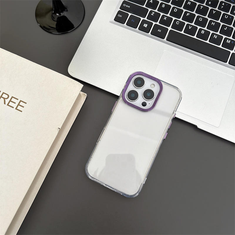 Coquille transparente motif diamant violet