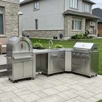 Îlot de cuisine extérieur modulaire en gros, résistant à la moisissure, en acier inoxydable, design moderne pour l'extérieur