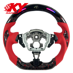 Volant sport en cuir rouge personnalisé avec LED et fibre de carbone pour Nissan 370Z NISMO GT Coupé, compatible avec Infiniti FX35 FX37 FX50 - Product Image 1