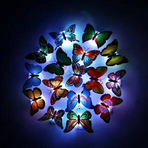 3D наклейки на стену с бабочками, светящиеся в темноте, клейкие светодиоды, домашний декор