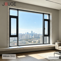 Fenêtre extérieure haut de gamme en aluminium JOUGE avec moustiquaire, série 120, paroi de 1,8 mm, bande PA66 de 44 mm, économie d'énergie pour projets modernes