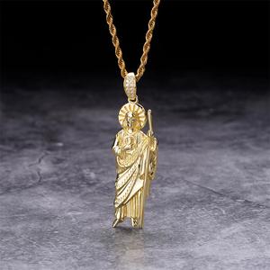 Mode Hip Hop <span class=keywords><strong>Bijoux</strong></span> Grand Dubaï Zircon Cubique Plaqué Or Laiton Religion Elfic Rock Pendentifs Collier pour Gitf - Product Image 3