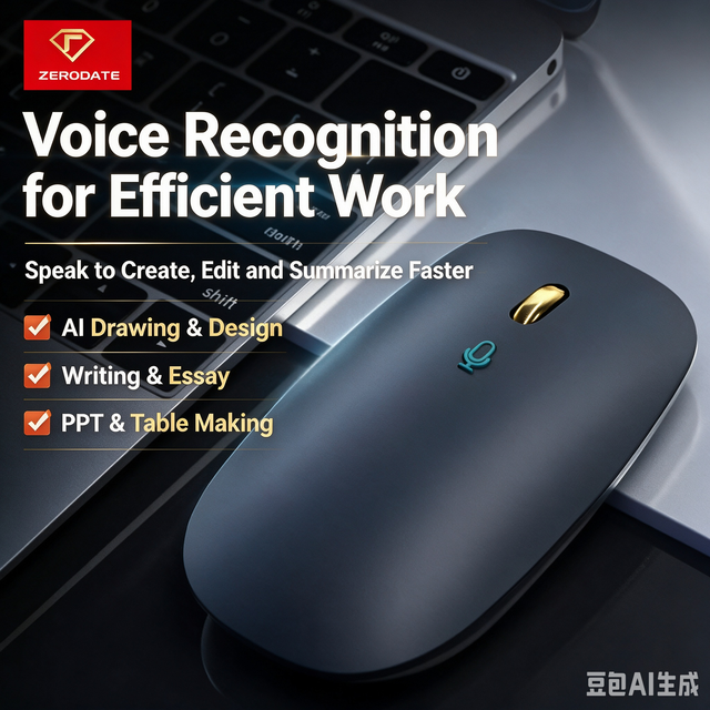 AI Voice Wireless Mouse, 2.4G Dual Mode Smart Office Mouse With AI Drawing & Writing Assistant