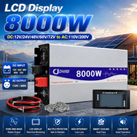 Nouvel onduleur à onde sinusoïdale pure 2026 8000W avec écran LCD, double prise, onduleur solaire DC12V/24V/48V/60V/72V vers AC110V/220V pour maison et camping-car