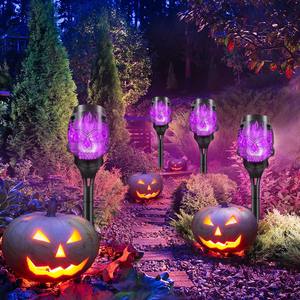 Lampes solaires d'Halloween pour l'extérieur, étanches, pour jardins et villas, lampes à poser sur pelouse, lumières d'ambiance extérieures effet flamme - Product Image 6