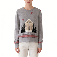 Pull à manches longues décontracté pour femmes, pull à col rond d'hiver, et haut en tricot ample en cachemire 100%, logo personnalisable