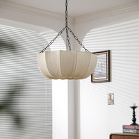 Lampe suspendue de style vintage français, style Wabi Sabi, lustre en tissu, luminaire suspendu pour salon, chambre à coucher, restaurant