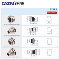 Conector M9 macho hembra de montaje frontal 3,4,5,6,8 pines PCB soldadura Metal impermeable IP67 conector