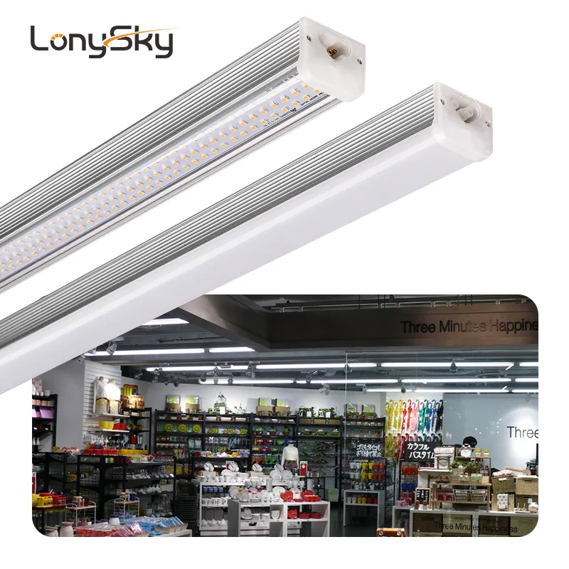 Commerciële Winkel Verlichting Etl 4ft 30W 8ft 60W Koppelbare Lineaire Dubbele Lat T5 Geïntegreerde Led Buizen Licht