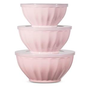 Set di 3 Ciotole Estetiche in Plastica con Coperchi, Adatte al Microonde, Impilabili per Conservazione Alimenti e Preparazione Pasti in Cucina - Product Image 1