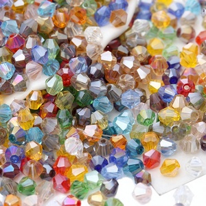 4mm Domestic Glass Rice <b>Bead</b> Dual Color Aurora Double Pointed Gold String for Jewelry Making - Product Image 2