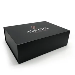 Recycled Custom logo Luxury black Magnetic Gift Wear Paper Box Folding Men's Jackets Clothing packaging Boxes