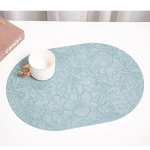 Tapis de table ovale européen en cuir gaufré et sculpté, pour usage domestique, imperméable, résistant à l'huile, écologique, personnalisable, moderne - Product Image 1