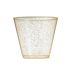 Ensemble de 100 gobelets en plastique jetables de 9 oz avec paillettes dorées et argentées pour cocktails, vin, desserts - Product Image 3