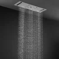 Ensemble de douche multifonction moderne pour hôtel 90x30cm avec colonne de douche thermostatique musicale à effet pluie et cascade, montée au plafond
