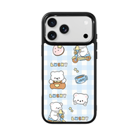Coque de téléphone AG Feeling Black Edge avec motif ours scooter doré pour iPhone 17, 17 Pro Max, 16 Pro, 15, 15 Pro Max – Coque magnétique