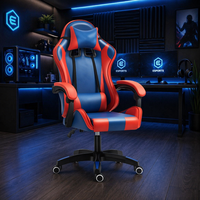 Chaise de bureau et de gaming inclinable et extensible à hauteur réglable, style pivotant, en cuir PU, avec cadre en fer, repose-pieds en option, 2 positions