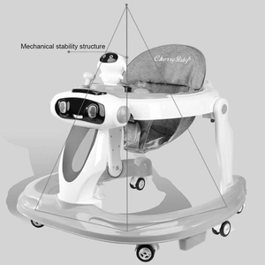 Marche-bébé musical tout-en-un pliable avec plateau amovible, hauteur réglable et jouets amusants à roulettes - Product Image 4