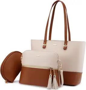 Boslun Fashion PU Leather Handbags Set For Women Borsa Da Donna Shoulder Bags Tote Satchel Hobo 3pcs Purse Set