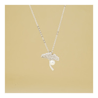 Design gratuito S925 ciondolo foglia di Ginkgo in argento Sterling collana di perle d'acqua dolce da donna gioielli gioielli in argento