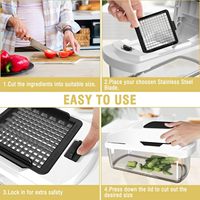 Nouvelle mandoline multifonction 15-en-1, trancheuse et hachoir manuel en plastique pour tomates et légumes, idéal pour la cuisine