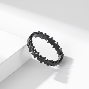 Star <b>Titanium</b> Steel <b>Ring</b> For Women Rose Gold <b>Black</b> Gold Silver Stackable Wedding Jewelry Gift - Product Image 3