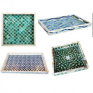 Plateaux rectangulaires décoratifs élégants et écologiques en os incrusté, accessoires de cuisine, articles ménagers, pour hôtels turcs, restaurants, petit-déjeuner - Product Image 6