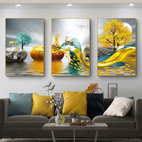 Wohnzimmer Home Decor Luxus Leinwand Gold Poster abstrakte geometrische Wandbild mit Rahmen moderne Wand kunst Kristall malerei