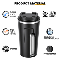 Taza de Café con Aislamiento al Vacío de Acero Inoxidable 304, con Pantalla LED de Temperatura en la Tapa, Botella de Agua para Viajar