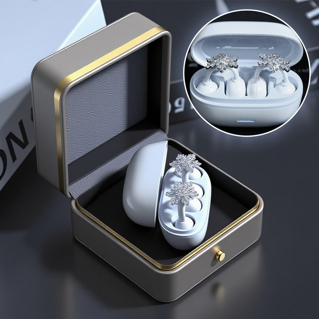 Silnek D04 Music Jewelry Earphone with Removable Diamond Earrings Comfortable Fit Earclip Wireless Bluetooth Headphone for Women