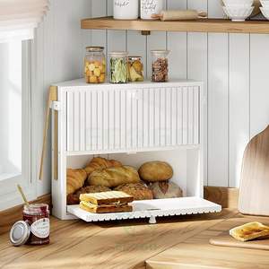 Caja de Pan Rectangular Grande de Bambú Estilo Vintage para Encimera de Cocina, Contenedor de Pan de Doble Capa Estilo Rústico para Despensa - Product Image 4