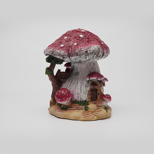 Statue de maison <span class=keywords><strong>champignon</strong></span> <span class=keywords><strong>rouge</strong></span> en polyrésine d'extérieur personnalisée avec lumières solaires LED pour décorations de jardin - Product Image 2