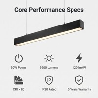 Lampu Gantung Linear LED 20W yang Dapat Disambungkan 600mm Diffuser Opal Aluminium 6063 + PC Opal Anti-kuning 120lm/W 6000K Pencahayaan