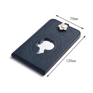 Unique Design PU Leather Figure Pattern Black Color Hollow Out <b>Compact</b> <b>Mirror</b> - Product Image 3