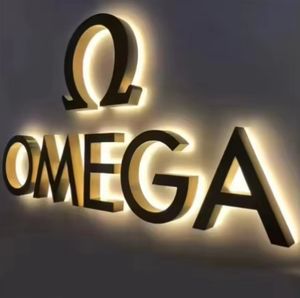 โลโก้ backlit 3D สีทองชื่อสตูดิโอโลโก้ร้านค้าทำจากสแตนเลสแบบกำหนดเอง - Product Image 2